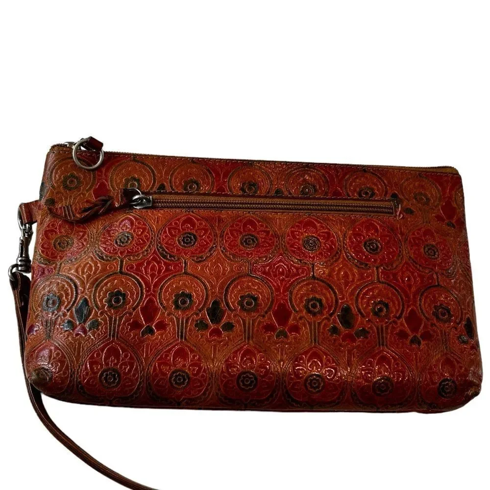Leather clutch made in India with embossed print